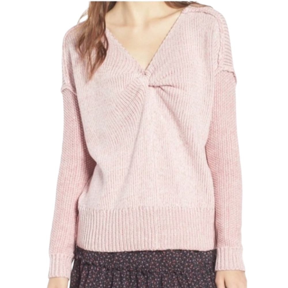 Rebecca Minkoff Pink Long Sleeve Lola Reversible Twist Pullover Sweater Size L